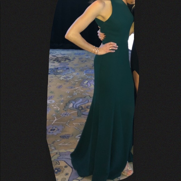 Aqua fluted crepe gown - halter low back sleeveless gown from Bloomingdale’s - Picture 2 of 14